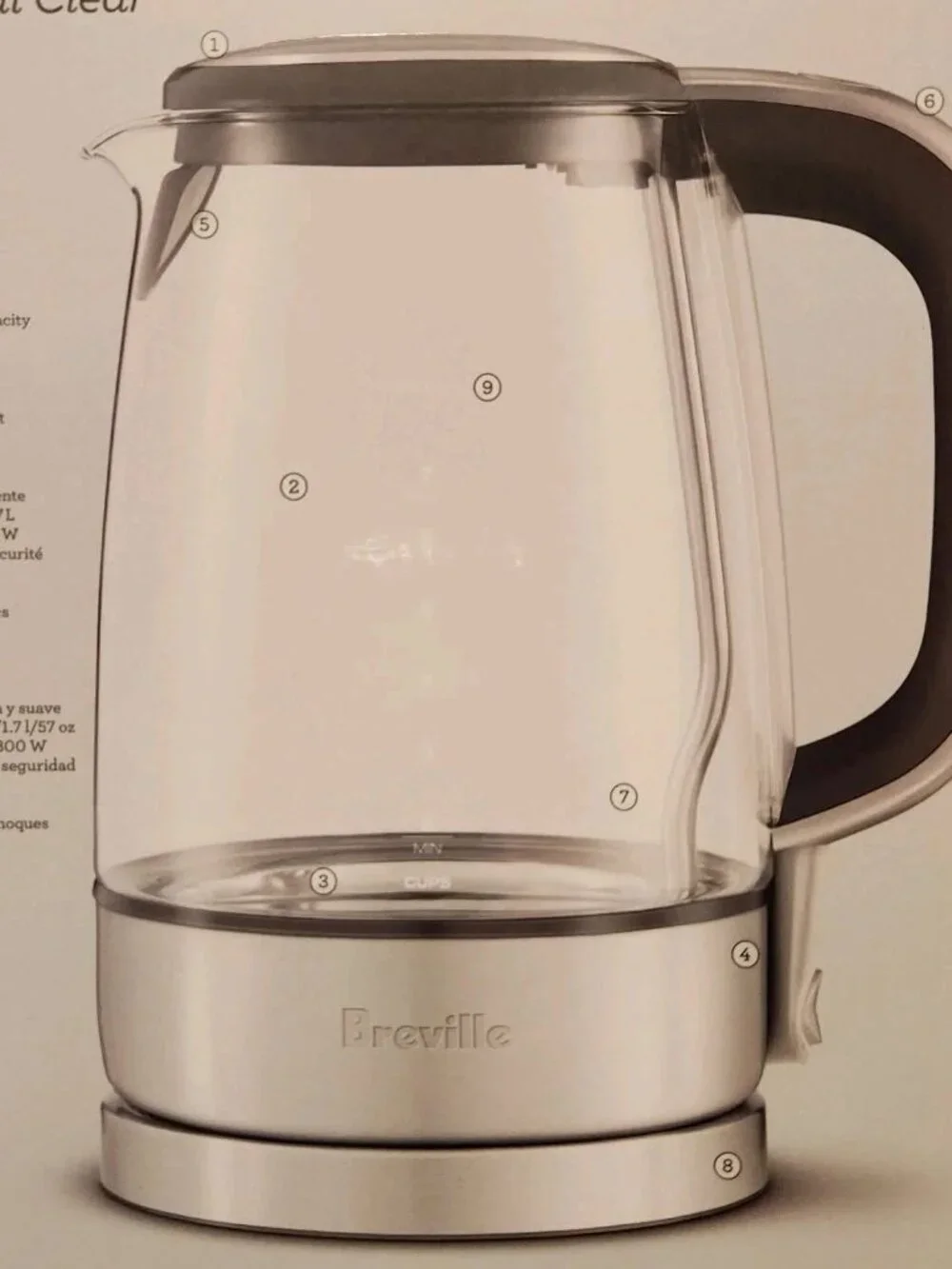 Breville Crystal Clear Kettle 1.8 Quarts BKE595XL Electric 1800W Glass New